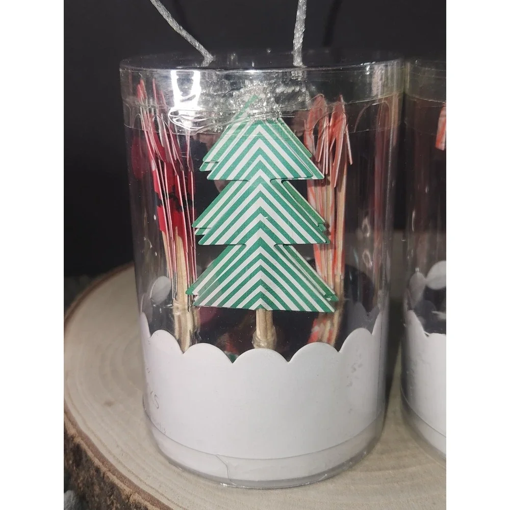 Christmas Cupcake Toppers 24 Ea Holiday Party Picks Santa Reindeer Tree~Lot Of 2